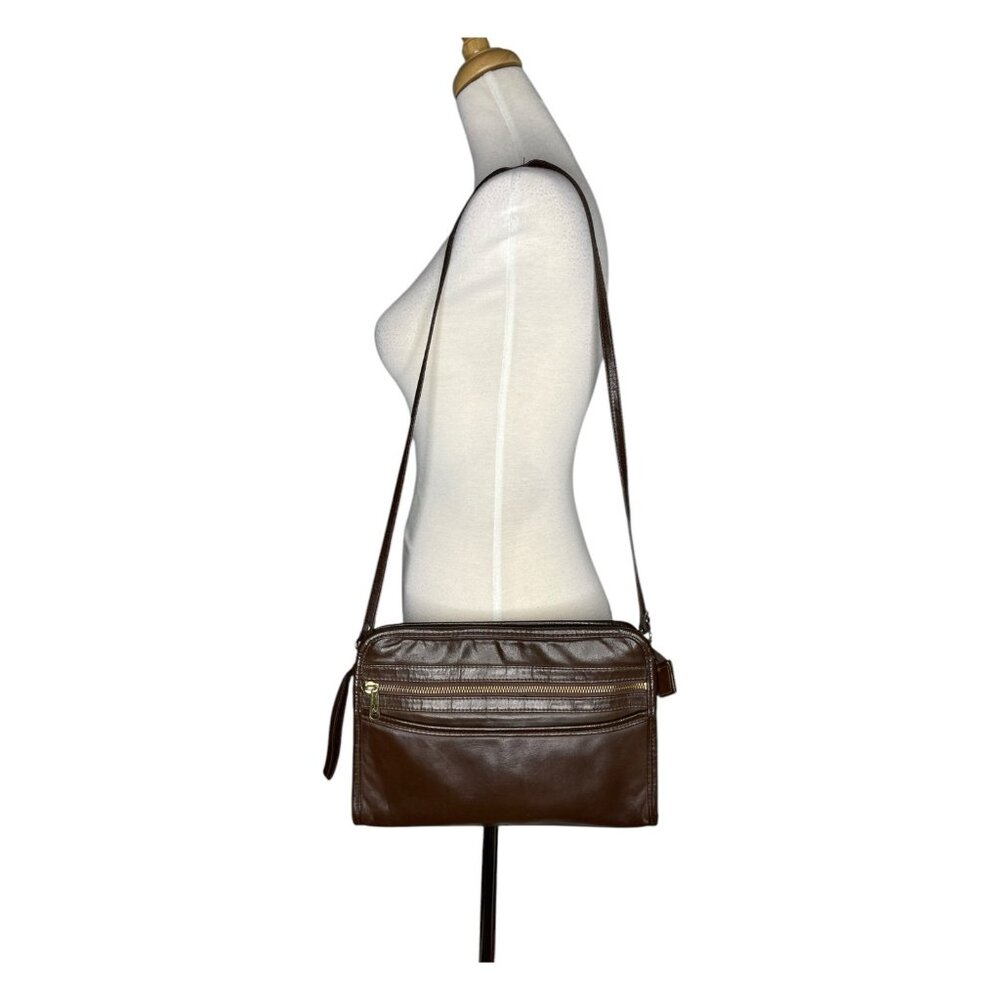 Vintage Mary Ann Rosenfeld Clutch / Shoulder Bag Brown Leather